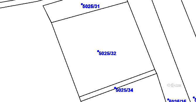 Parcela st. 5025/32 v KÚ Žatec, Katastrální mapa