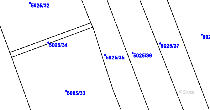 Parcela st. 5025/35 v KÚ Žatec, Katastrální mapa