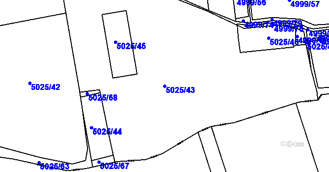 Parcela st. 5025/43 v KÚ Žatec, Katastrální mapa
