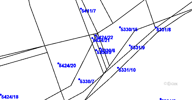 Parcela st. 5330/5 v KÚ Žatec, Katastrální mapa