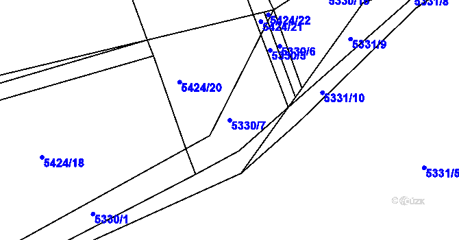 Parcela st. 5330/7 v KÚ Žatec, Katastrální mapa