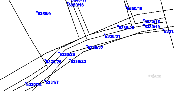 Parcela st. 5330/22 v KÚ Žatec, Katastrální mapa