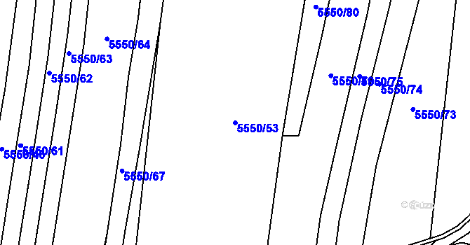 Parcela st. 5550/53 v KÚ Žatec, Katastrální mapa
