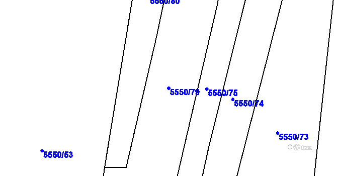 Parcela st. 5550/79 v KÚ Žatec, Katastrální mapa