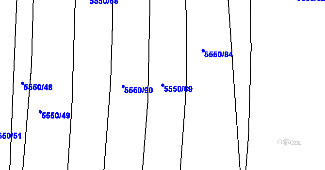 Parcela st. 5550/89 v KÚ Žatec, Katastrální mapa