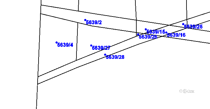 Parcela st. 5639/28 v KÚ Žatec, Katastrální mapa