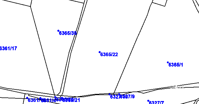 Parcela st. 6365/22 v KÚ Žatec, Katastrální mapa