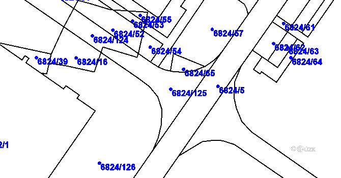 Parcela st. 6824/125 v KÚ Žatec, Katastrální mapa
