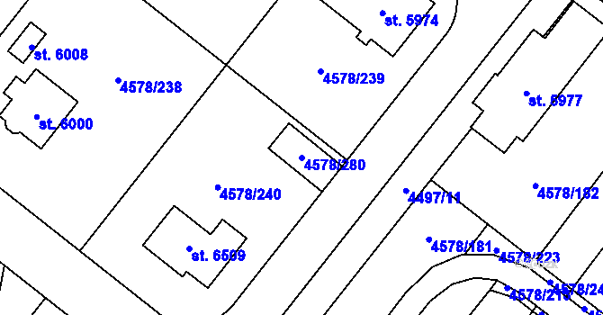 Parcela st. 4578/280 v KÚ Žatec, Katastrální mapa