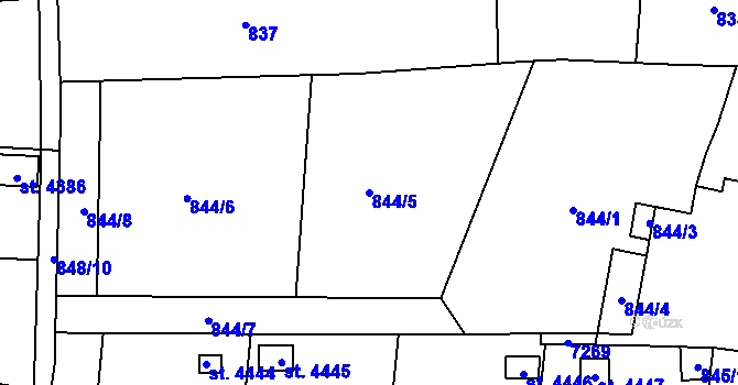 Parcela st. 844/5 v KÚ Žatec, Katastrální mapa
