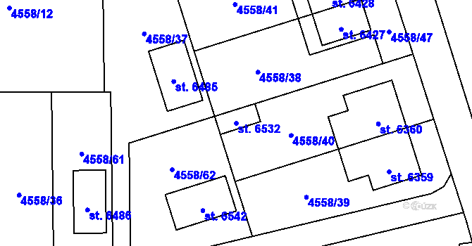 Parcela st. 6532 v KÚ Žatec, Katastrální mapa