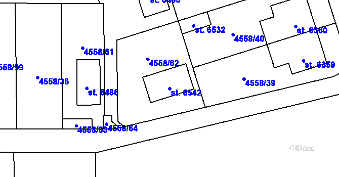 Parcela st. 6542 v KÚ Žatec, Katastrální mapa
