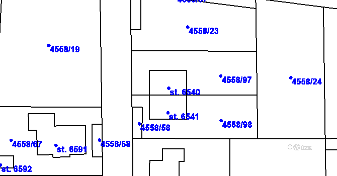 Parcela st. 6540 v KÚ Žatec, Katastrální mapa