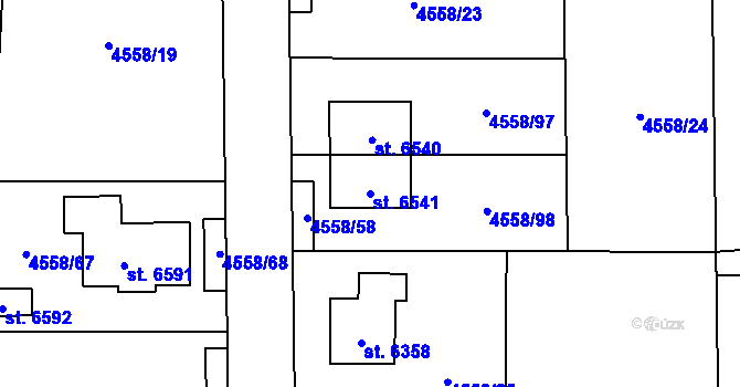 Parcela st. 6541 v KÚ Žatec, Katastrální mapa