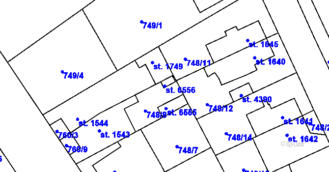 Parcela st. 6556 v KÚ Žatec, Katastrální mapa