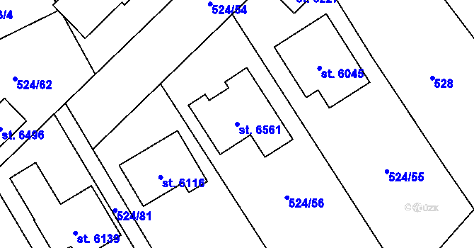 Parcela st. 6561 v KÚ Žatec, Katastrální mapa