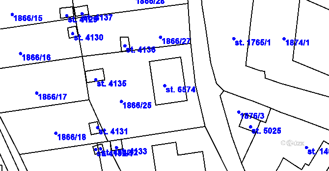 Parcela st. 6574 v KÚ Žatec, Katastrální mapa
