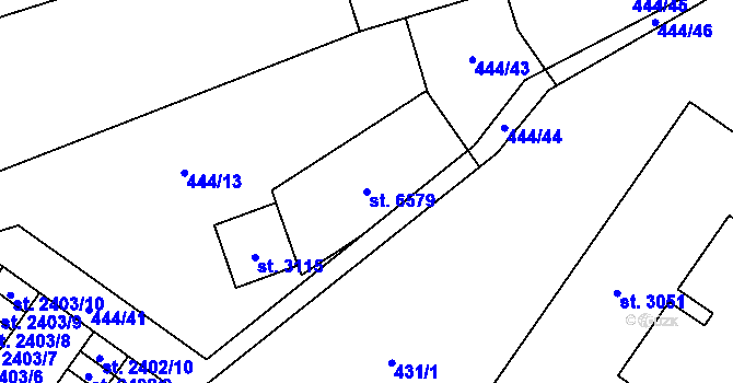 Parcela st. 6579 v KÚ Žatec, Katastrální mapa