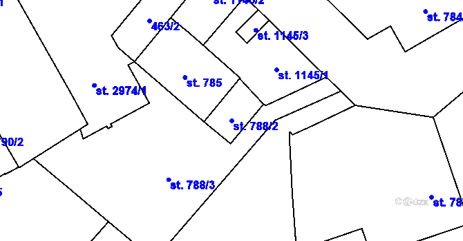 Parcela st. 788/2 v KÚ Žatec, Katastrální mapa