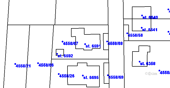 Parcela st. 6591 v KÚ Žatec, Katastrální mapa