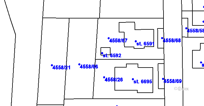 Parcela st. 6592 v KÚ Žatec, Katastrální mapa