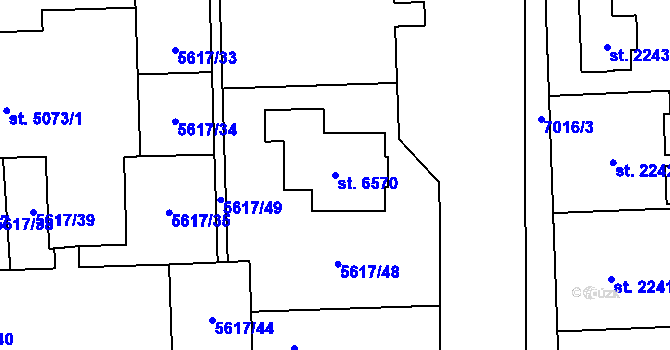 Parcela st. 6570 v KÚ Žatec, Katastrální mapa