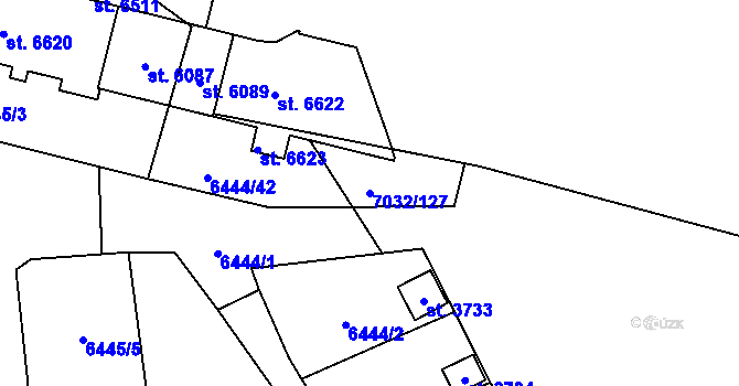 Parcela st. 7032/127 v KÚ Žatec, Katastrální mapa