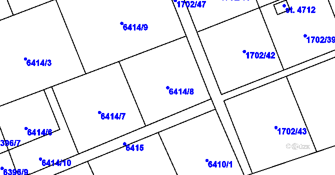 Parcela st. 6414/8 v KÚ Žatec, Katastrální mapa