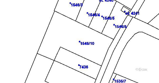 Parcela st. 1546/10 v KÚ Žatec, Katastrální mapa