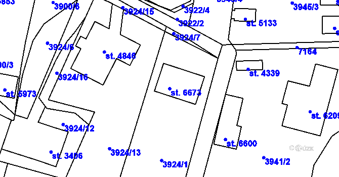 Parcela st. 6673 v KÚ Žatec, Katastrální mapa