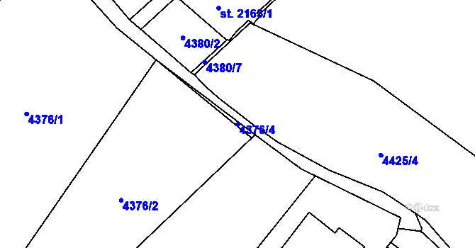 Parcela st. 4376/4 v KÚ Žatec, Katastrální mapa