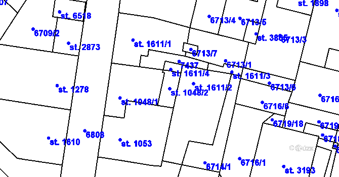 Parcela st. 1048/2 v KÚ Žatec, Katastrální mapa