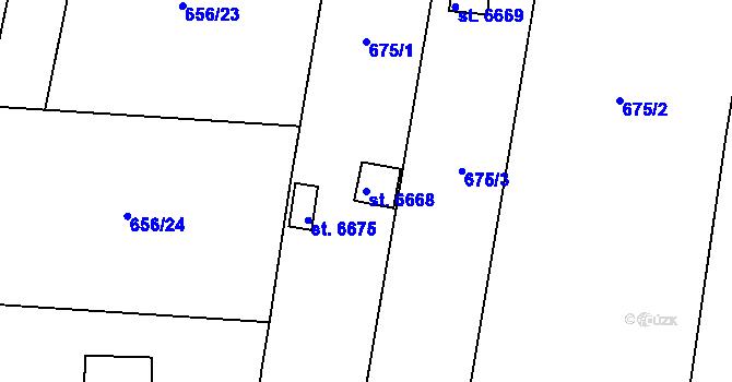 Parcela st. 6668 v KÚ Žatec, Katastrální mapa