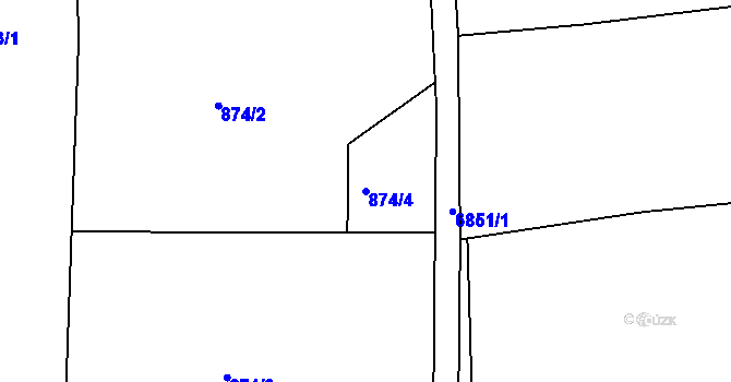Parcela st. 874/4 v KÚ Žatec, Katastrální mapa