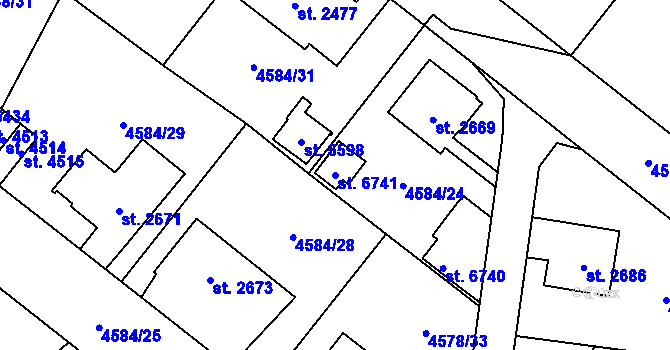 Parcela st. 6741 v KÚ Žatec, Katastrální mapa