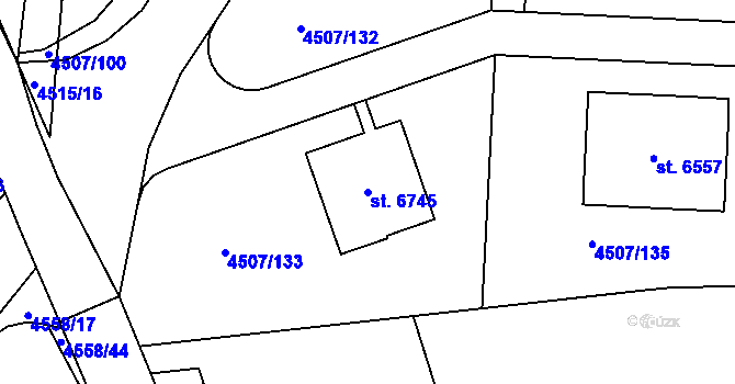 Parcela st. 6745 v KÚ Žatec, Katastrální mapa
