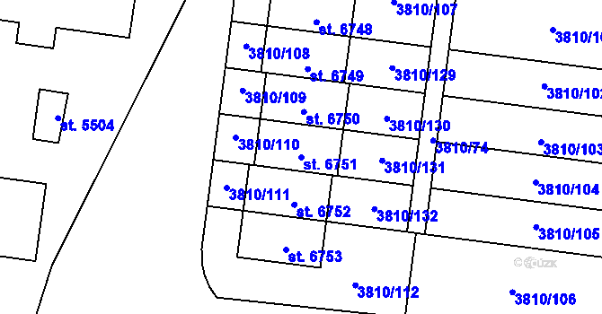 Parcela st. 6751 v KÚ Žatec, Katastrální mapa