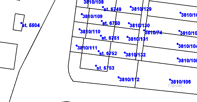 Parcela st. 6752 v KÚ Žatec, Katastrální mapa