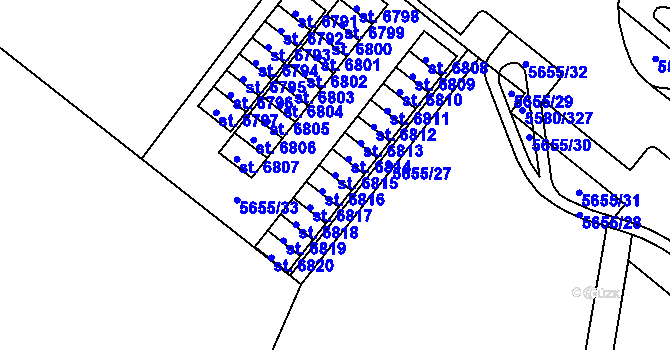 Parcela st. 6815 v KÚ Žatec, Katastrální mapa