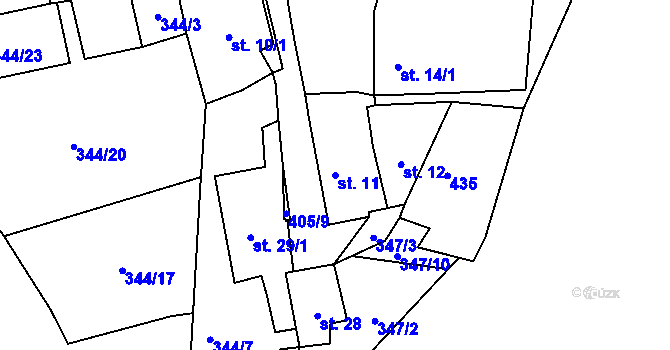 Parcela st. 11 v KÚ Velichov u Žatce, Katastrální mapa