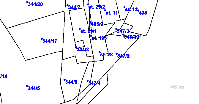 Parcela st. 28 v KÚ Velichov u Žatce, Katastrální mapa