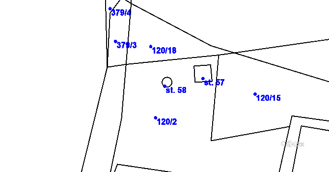 Parcela st. 58 v KÚ Velichov u Žatce, Katastrální mapa