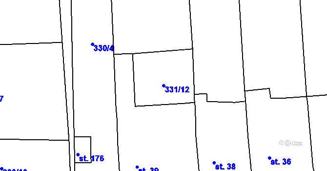 Parcela st. 331/12 v KÚ Velichov u Žatce, Katastrální mapa