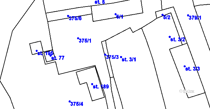 Parcela st. 375/3 v KÚ Velichov u Žatce, Katastrální mapa