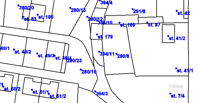 Parcela st. 394/11 v KÚ Velichov u Žatce, Katastrální mapa