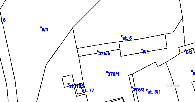 Parcela st. 375/6 v KÚ Velichov u Žatce, Katastrální mapa