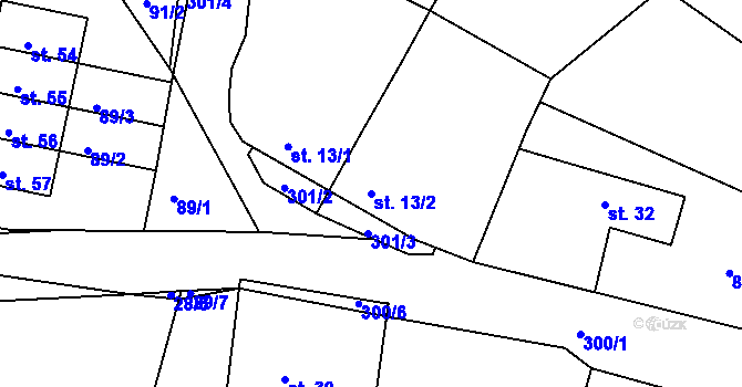 Parcela st. 13/2 v KÚ Žatec na Moravě, Katastrální mapa