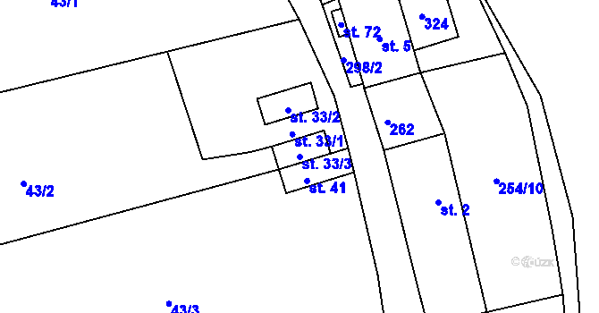 Parcela st. 33/3 v KÚ Žatec na Moravě, Katastrální mapa