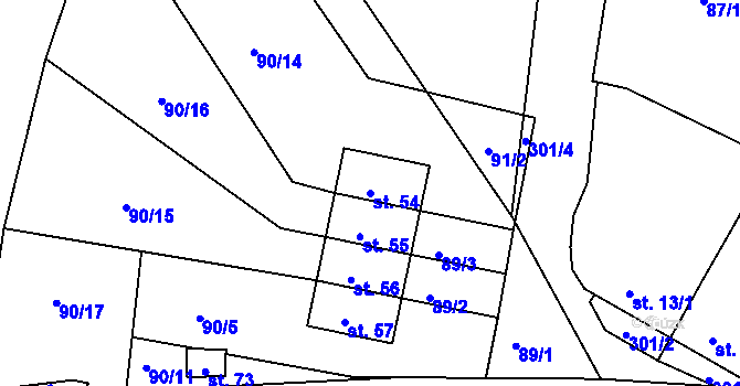 Parcela st. 54 v KÚ Žatec na Moravě, Katastrální mapa