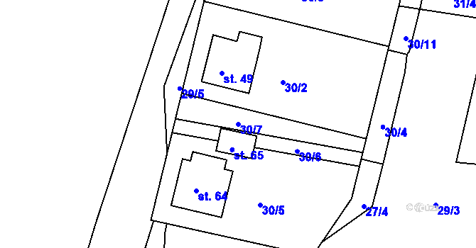 Parcela st. 30/7 v KÚ Žatec na Moravě, Katastrální mapa